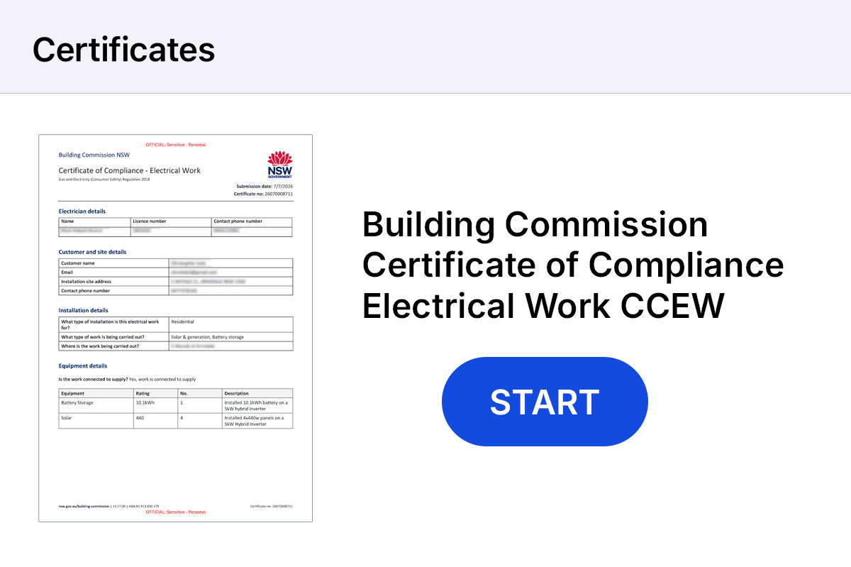 Formbay app CCEW screen